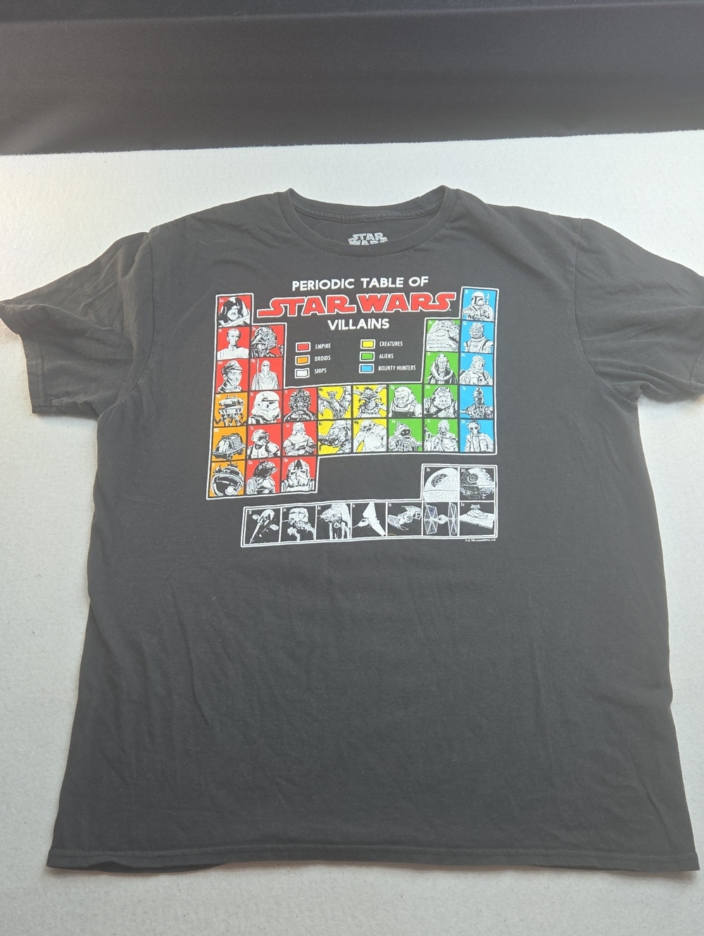Star Wars Men's Black Graphic Tee with Multicolor Periodic Table Print